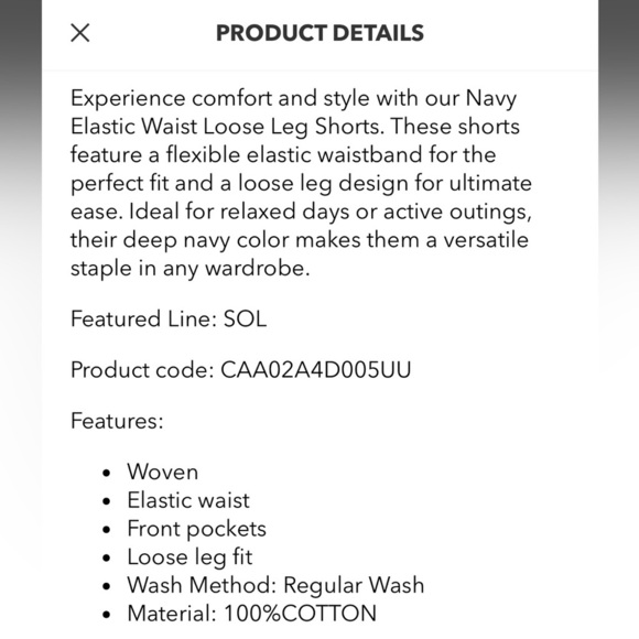 NEW IN BAG, CUPSHE Navy Shorts with front pockets, size XL - Picture 5 of 5